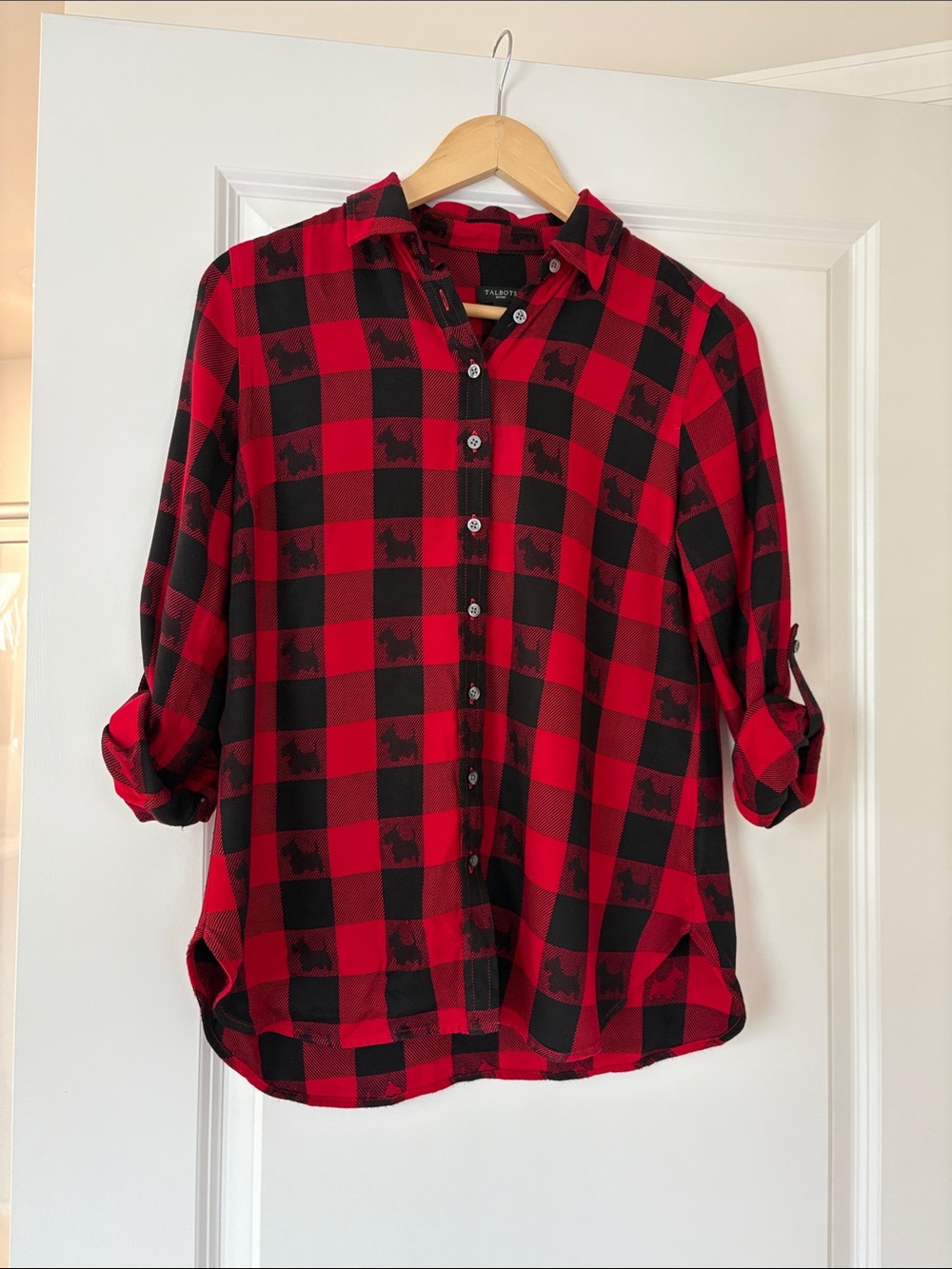 Talbots Scottie Dog Plaid Button-Front Shirt
